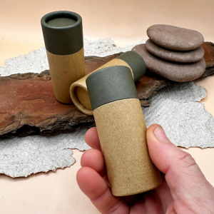 Paper push up tube - Kraft brown with green lid 50ml - 35*85mm
